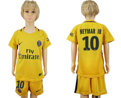Paris Saint-Germain #10 Neymar Jr Away Kid Soccer Club Jersey